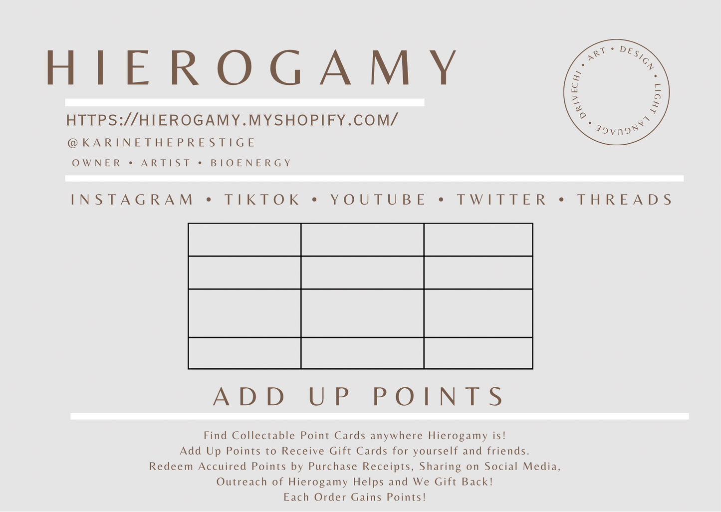 Hierogamy Point Card